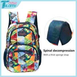 NEW TILAMI 14 Inch kid Toddler Backpack Boys Girls School Bag Kindergarten Elementary Cute Backpacks, Squares Colored