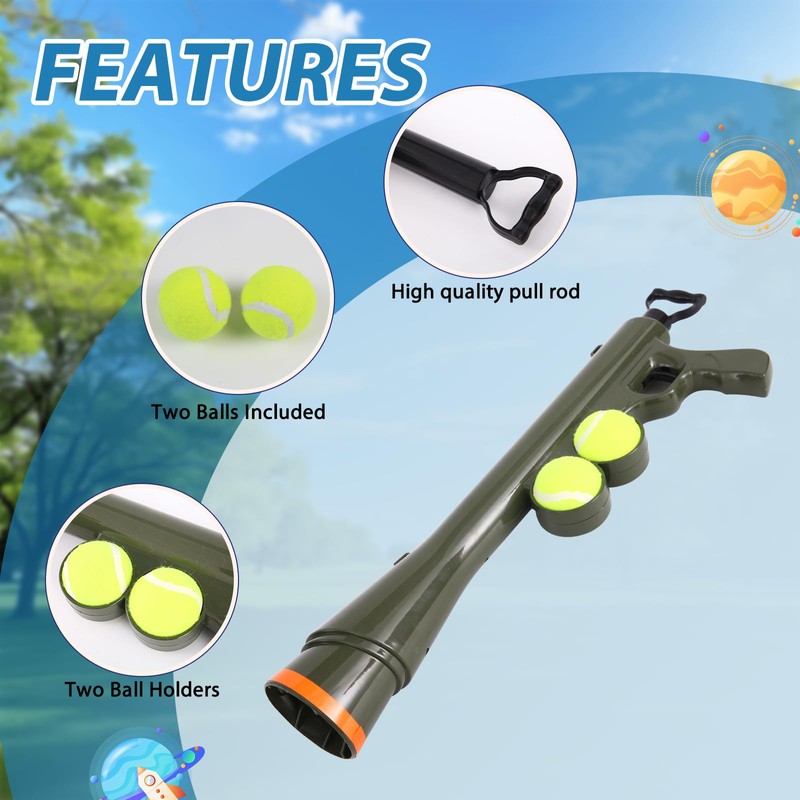 RSSLygaeonix Tennis Ball Launcher for Dogs, Launches 30+ ft, Green
