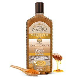 TIO NACHO - Acondicionador Efecto Anti-Canas con Henna Egipcia. Ayuda a tonalizar las canas progresivamente, con jalea real y henna vegetal. Empaque 1