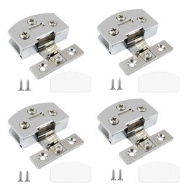 Pack of 4 Door Hinges, Zinc Alloy Hinges, Glass Door Clip, Cabinet Door Hinges, Glass Door Fittings, Can Have a Thickness of 5-8mm Clamps, Suitable for Furniture, Showcases, Glass Doors (Silver)
