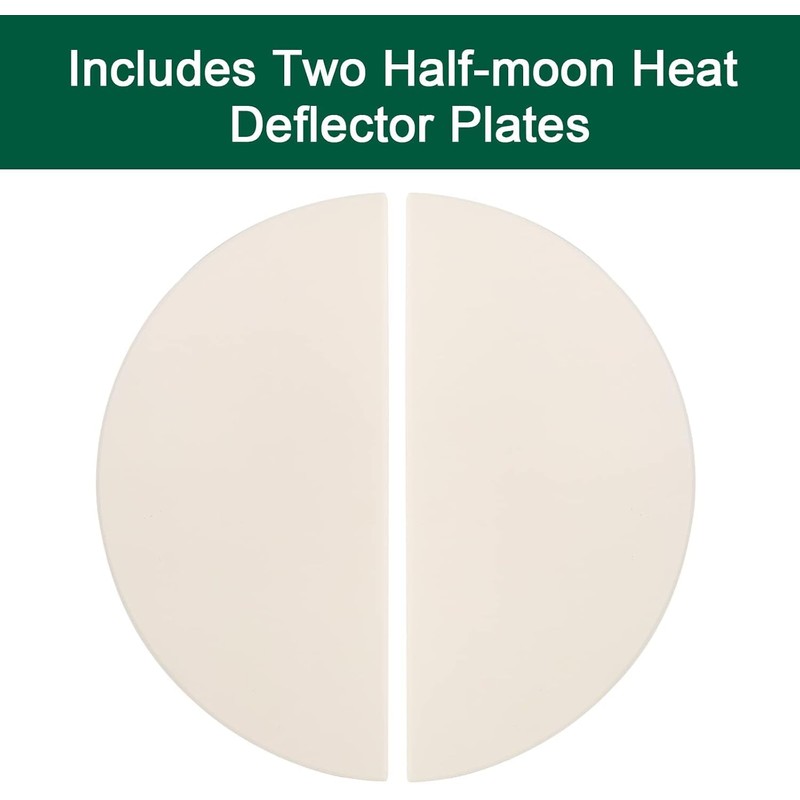 Half-Moon Ceramic Heat Deflector Plates for Kamado Joe Classic I,