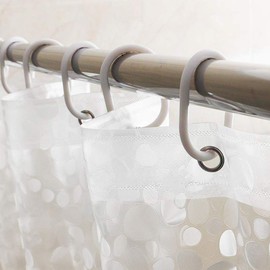 Queta Bathroom Curtain, 180 x 180 cm Shower Curtain/Bath Curtain with Hooks, Waterproof, Anti-Mildew, Antibacterial, Semi-Transparent, White Pebbles Shower Curtain