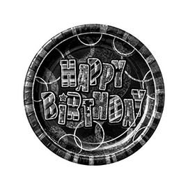 Unique Party 28475 - 23cm Prism Glitz Black Birthday Party Plates, Pack of 8