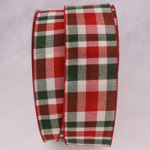 Check Gingham Plaid Christmas Ribbon 2 1/2" Wired 5 Yards