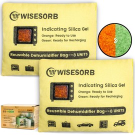 Wisesorb 240G 2 Pack Reusable Silica Gel Desiccant Dehumidifier Bags, Color Indicating Moisture Absorbers for Car, Closet, Garage, 3D Filaments, Emoisture, Microwave Rechargeable Reusable Drying Bags