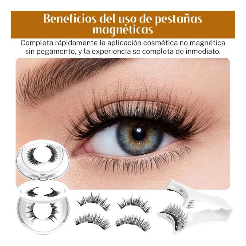 Kit De Pestañas Magnéticas Reutilizables Con Aplicador 2pars