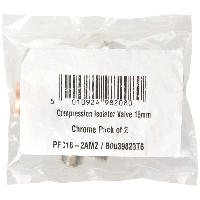 Plumb Pak Compression Isolator Valve 15mm Chrome - Pack of