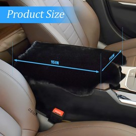 CGEAMDY Center Console Cushion Pad/Cover, 29 x 19CM Furry Armrest Cover for Cars, Vehicles, SUVs, Premium Sheepskin Wool, Car Interior Accessories for Women