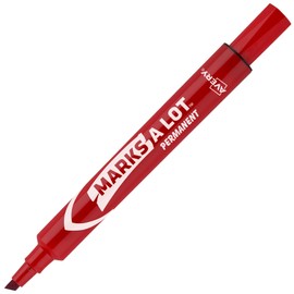 Avery® Marks-A-Lot® Permanent Markers, Chisel Tip, Red, Pack Of 12