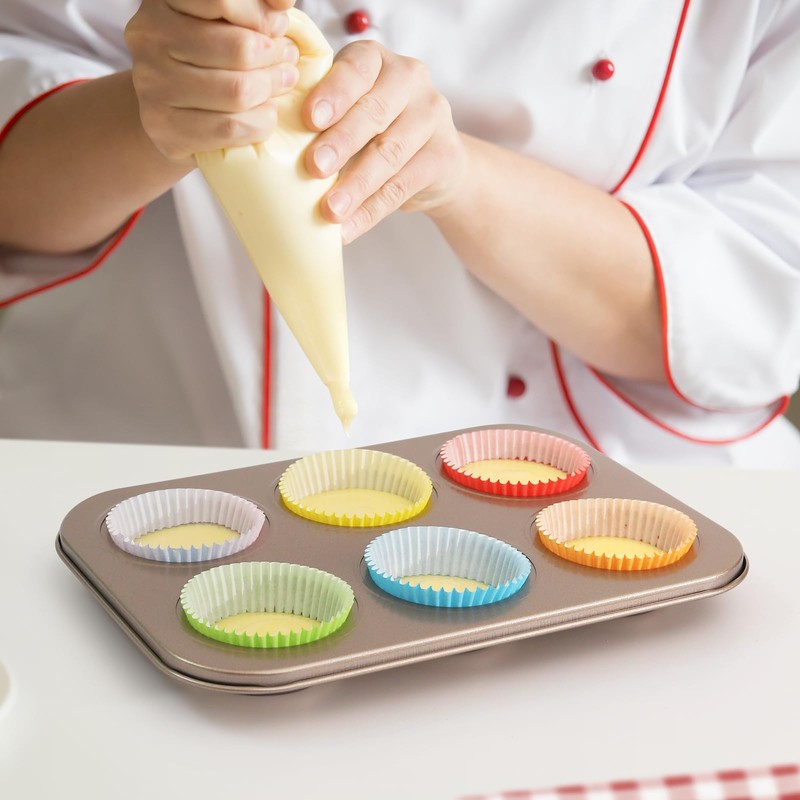 SKIDEC Rainbow Mini Cupcake Liners 400 Count Colorful Muffin Paper