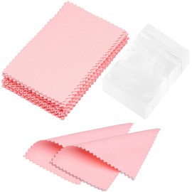 WEGOUP 28 Pcs Silver Polishing Cloth for Sterling Silver Jewelry, Pink Cleaner Cloth for Rings, Includes 40 Pcs Small Jewelry Bags, Gift for Men and Women