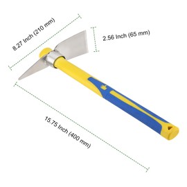 PINGEUI 2PCS Pick Mattock Hoe, 15 Inches Garden Pick Axe with Forged Head,Mattock Digging Tool with Fiberglass Rubber Handle for Digging, Loosening Soil