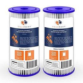 Aquaboon 5 Micron Pleated Sediment Water Filter 10 x 4.5 Cartridge - Whole House Water Filter Replacement - Whole House Water Filters Cartridges Compatible with Well Filters FXHSC, R50-BBSA, 2-Pack