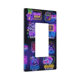 Games Funny Single Gang Rocker Light Switch Cover Plates Decorative Outlet Covers, 1 Gang Rocker Wall Plate
