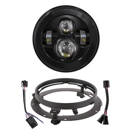 XPCTD 7 Inch LED Headlight With Mounting Bracket For Touring Street Glide Road King Ultra Classic Electra Glide Fat Boy Tri Cvo Heritage Softail Slim (Single 7 Inch LED Headlight Black-No Halo)