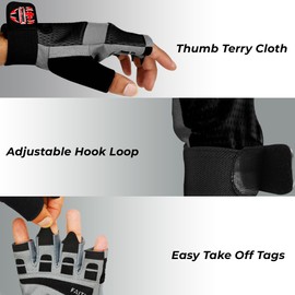 FIGHTSENSE Fitness Gloves for Men and Women, Weight Lifting Gloves, Improved Grip, Padded Palm, Adjustable Wrist Straps, Breathable Fitness Exercises (Grey, XL)