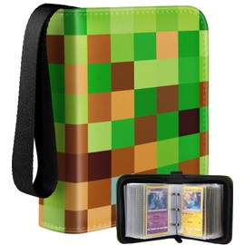 Lotadilo for 1 Pocket Card Binder Mini Size for 80 Cards - Small Trading Card Collection Album Folder Lightweight Portable Green Checkered Design for Men Boys Teens Kids for Sports Cards Game Cards