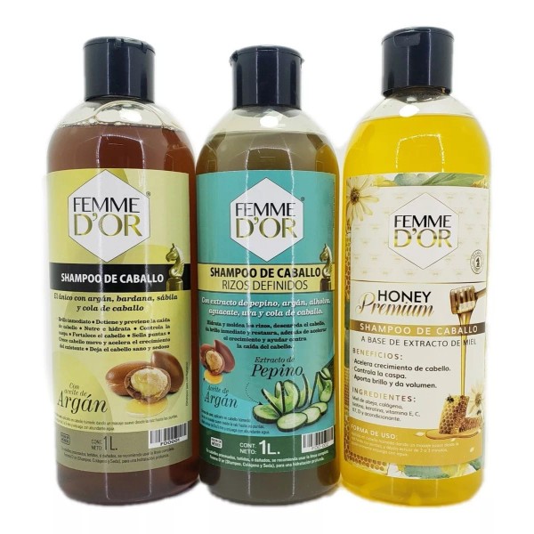 Femme Dór 3 Shampoos Femme D'or De 1 Lt Super