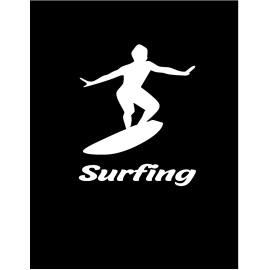 Handmade Surfing Black or White Vinyl Car Window Yeti Mugs Laptop Sticker Decal