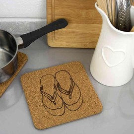 'Flip Flops' Square Cork Trivet/Pot Stand (TR00027284)