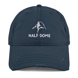 Half Dome Distressed Dad Hat Yosemite California West Coast Hiking Exploration Hat Travel Gear Navy