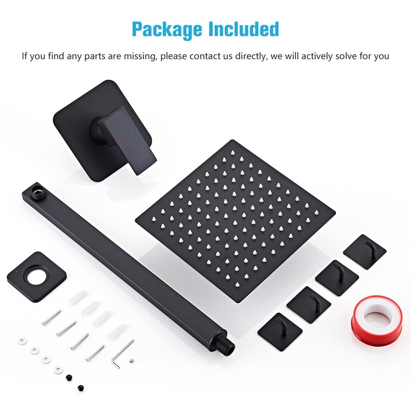 LCEVCGK Shower Faucet Set Matte Black Bathroom Rainfall Shower System
