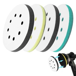 Aiyraa 4 PCS Polishing Pads 125mm for Orbital Sander, Soft & Hard Cushion Sponge Discs for Drill, 5 Inch Orbital Sander Sponge Cushion with 8 Holes, Low Noise Buffing Pads by Elechiakan