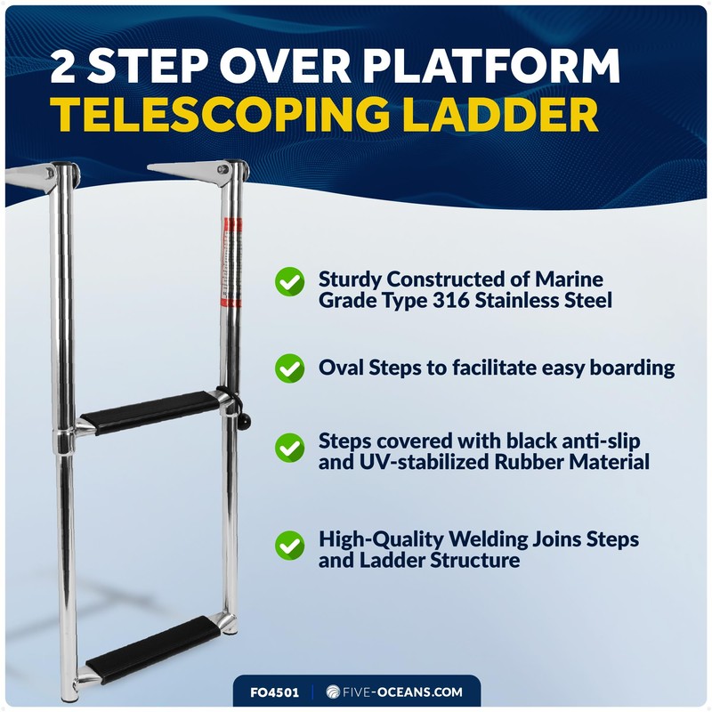 Five Oceans 2 Step Telescoping Swim Ladder, Over Platform -