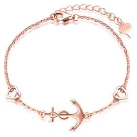 MicLee Women's Simple Bracelet 925 Sterling Silver Allergen-Free Anchor Infinity Sign Heart Bangle Bracelet with Gift Bag Super Gift for Mother Girlfriend, Silver Silver Zirconia, Cubic Zirconia