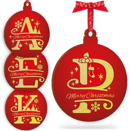 Initial Ornament for Christmas Tree Decorations - 12x10cm - Xmas Wooden Hanging Green Baubles, Christma Family Tree Gifts C3 (Initial #P)