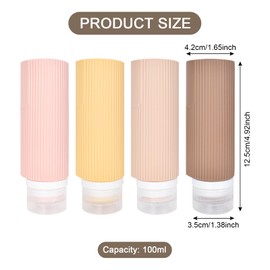Leere Reisegröße Silikon Reiseflaschen 4 Stück 100ml Reise Container Portable Reise Toilettenartikel Auslaufsichere Reiseflaschen Kosmetik Shampoo Spülung Flüssigkeiten Nachfüllbare Behälter