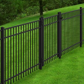 Barrette Outdoor Living 73050638 3 Rail Adjustable Gate Kit Aluminum Fence, Black