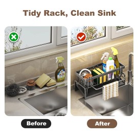 ALMNCBH Sponge Holder for Kitchen Sink, Sink Caddy with Dishcloth Rack, Kitchen Sink ...