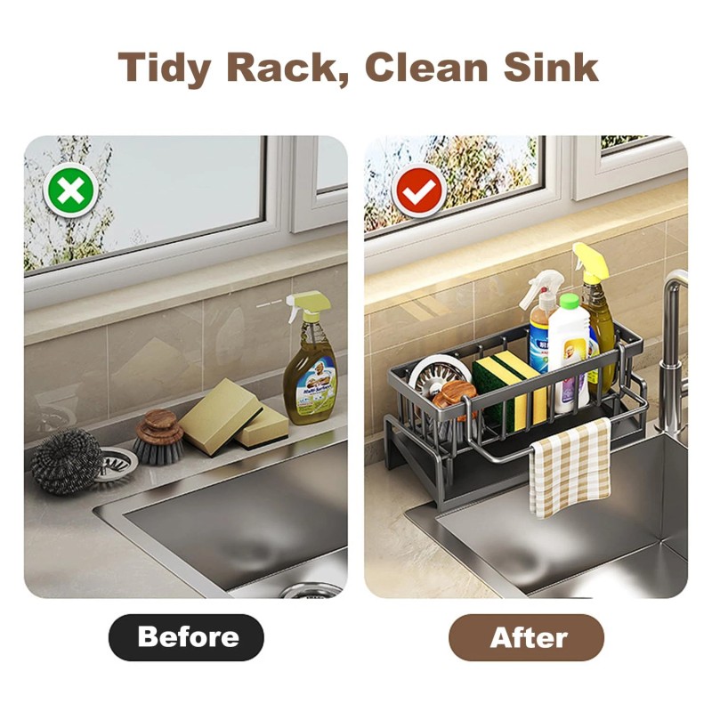 ALMNCBH Sponge Holder for Kitchen Sink, Sink Caddy with Dishcloth