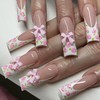 BABALAL Press on Nails Long - Square Fake Nails, Floral