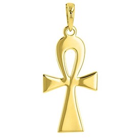 Religious by Jewelry America Solid 14K Yellow Gold Egyptian Ankh Cross Pendant with High Polish