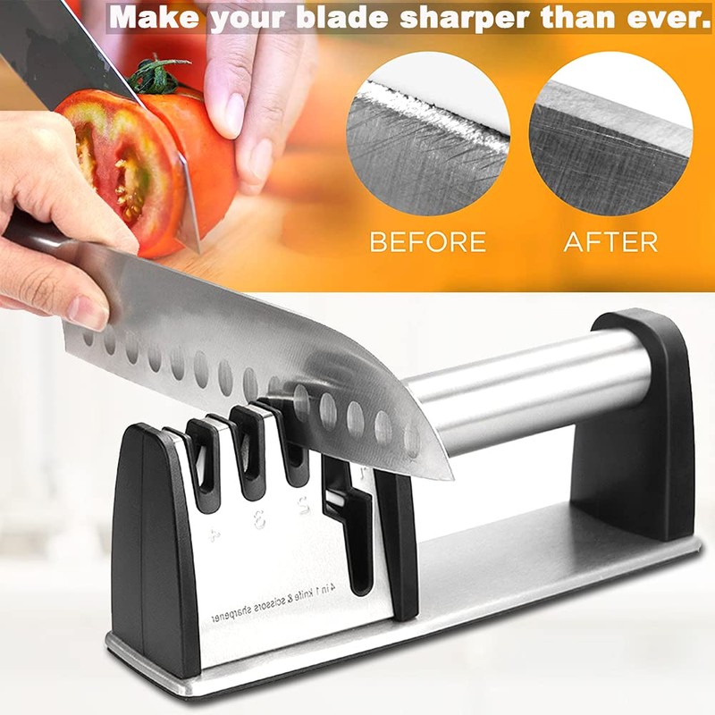 Knife Sharpeners, Best 4 in 1 Manual Kitchen Knives &