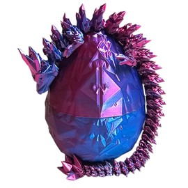 Dragon Egg - 14 inch Dragon in Egg, Easter Egg, 3D Printed Flexible Dragon Fidget Toy, Dragon Collection, Figure Decor(Pink/Blue) - Made in USA
