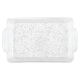 Elegant Clear Plastic Serving Tray - 12", x 8", (1 Pc.) - Premium Quality, Durable & Unique Design - Ideal for Entertaining, Parties, Catering & Display