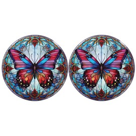 ifundom 2Pcs Stained Glass Window Cling, Hummingbird Window Clings Anti-Collision Window Decoration Decals, Butterfly Pattern