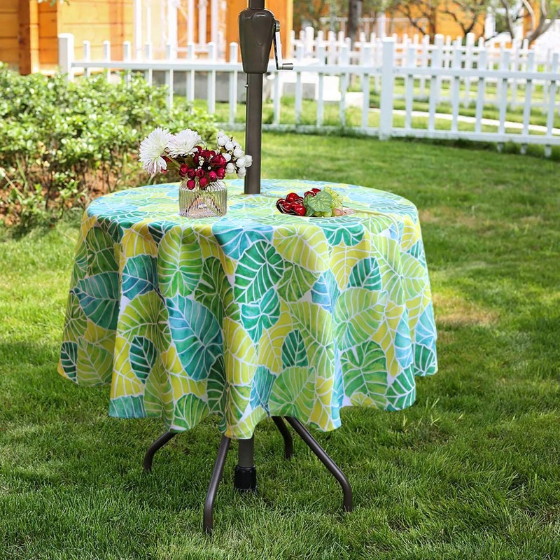 EHouseHome Outdoor Indoor 70inch Round Tablecloth with Umbrella Hole and