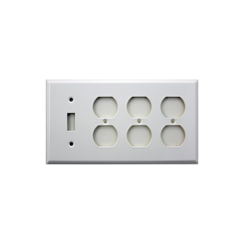 Stamped Steel Smooth White 4 Gang Wall Plate - One