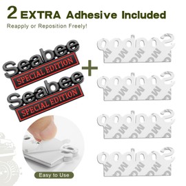YQCQWL 2 Pack Seabee Special Edition Car Emblem with 4 Adhesives, 3D Badge Decal for Trucks, Metal Stickers Replacement Fit Universal Vehicle, Veteran Gifts for Men (Black & Red)