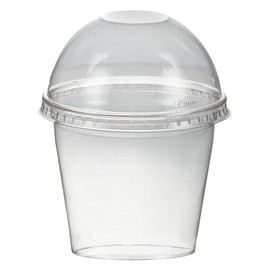 VEPATIM 50 Smoothies Cups Dessert Cups + Dome Lid 250 ml Diameter 95 mm PET Crystal Clear