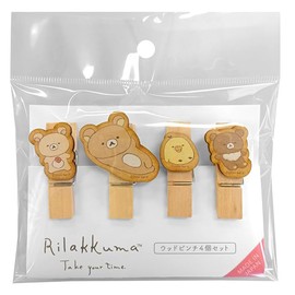 Rilakkuma Take Your Time Wood Pinch Set of 4 RK620
