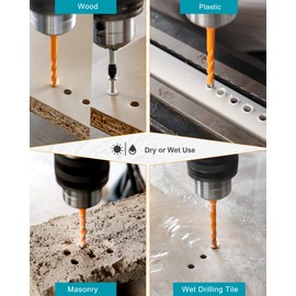 Upgraded Masonry Drill Bits Set 5*2/6*2/8*2/10/12mm, EXFEIN Serrated Drill Bits Set - 8-Piece Carbide Drill Bits and 2-Piece Magnetic Screwdriver Bits for Wood Plastic Tile Concrete Brick Marble