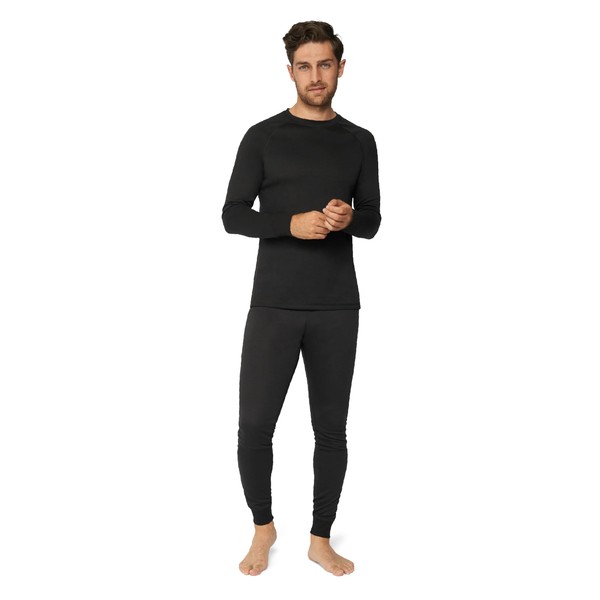 DANISH ENDURANCE Thermal Underwear Set, Top and Bottoms, Warm & Breathable, Men and Women, Black