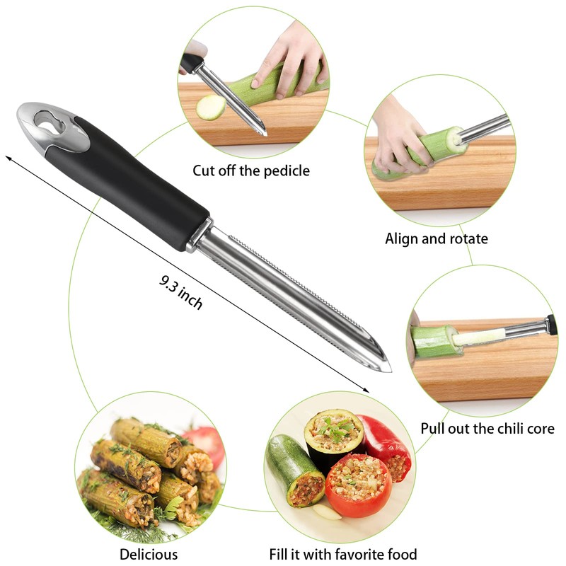 Openfly Vegetable Corer Tool, 6 Pcs Stainless Steel Fruit and
