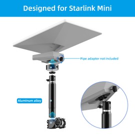 Starlink Mini Mount, Starlink Mini Rv Ladder Mount, Starlink Mini Roof Rack Mount, Adjustable Angle Aluminum Mount, Starlink Mini Accessories for RV, Yacht, etc, Compatible with Original Pipe Adapter