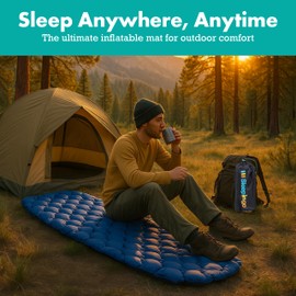 Sleepingo Inflatable Mat - Ultralight Sleeping Pad for Campings and Backpackings - Compact Air Mattress - Mats with Tear-Resistant Ripstop Nylon - 73.5" x 21.5" - Blue